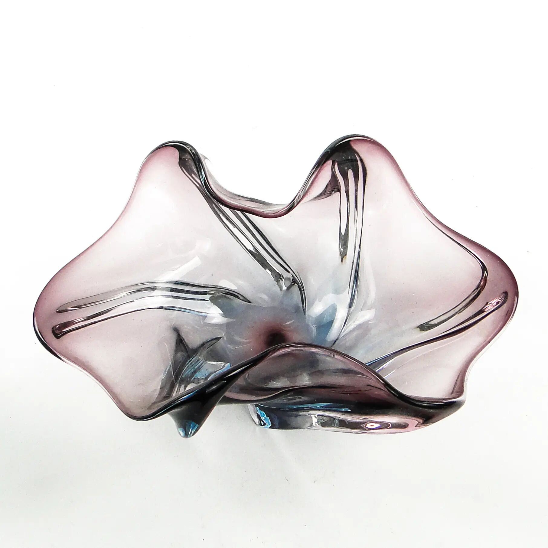 Sommerso bowl, mid-century modern, purple glass, Murano, Italy, 1950s