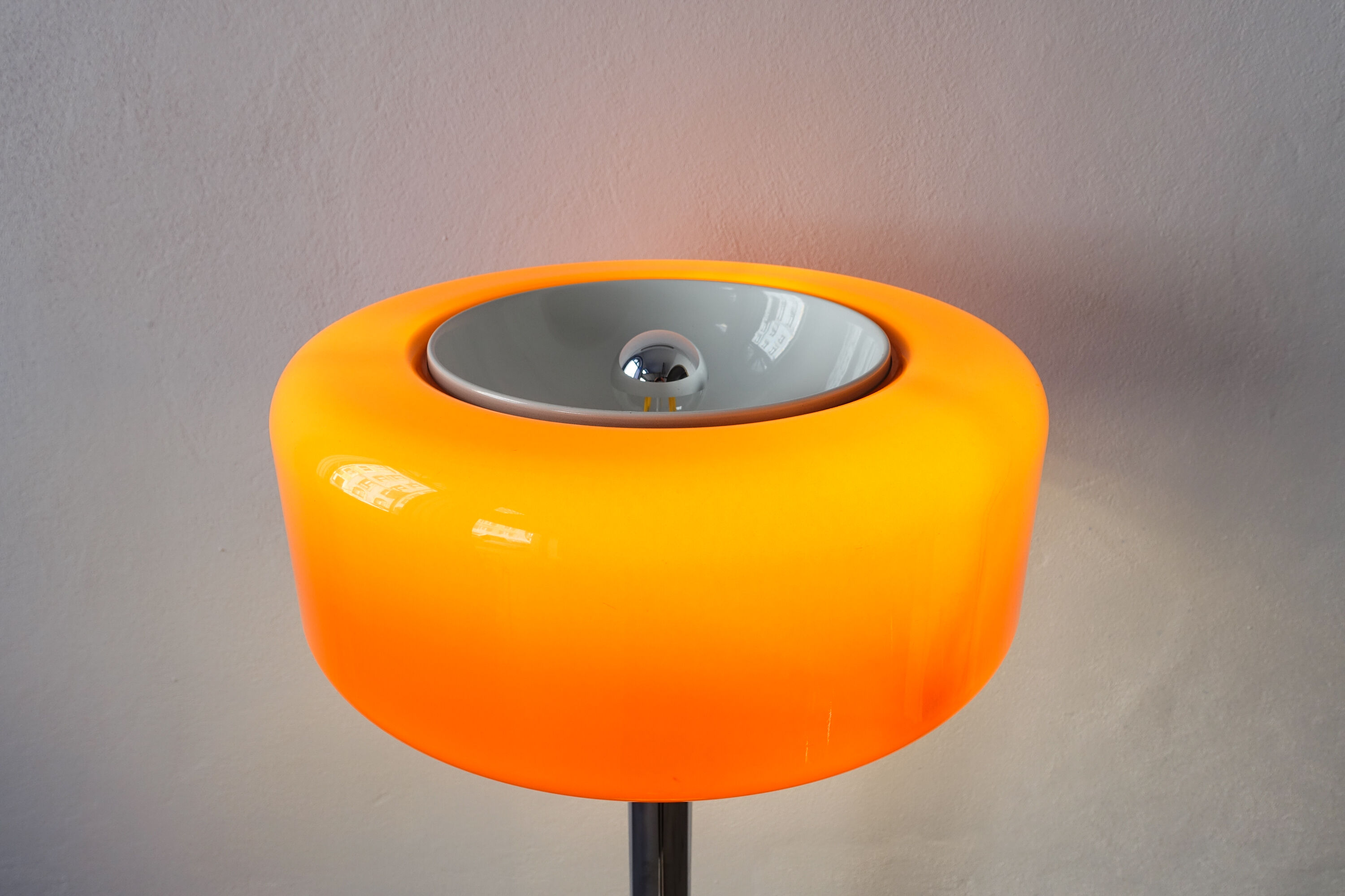 Floor Lamp Chrome and Orange, 1970's