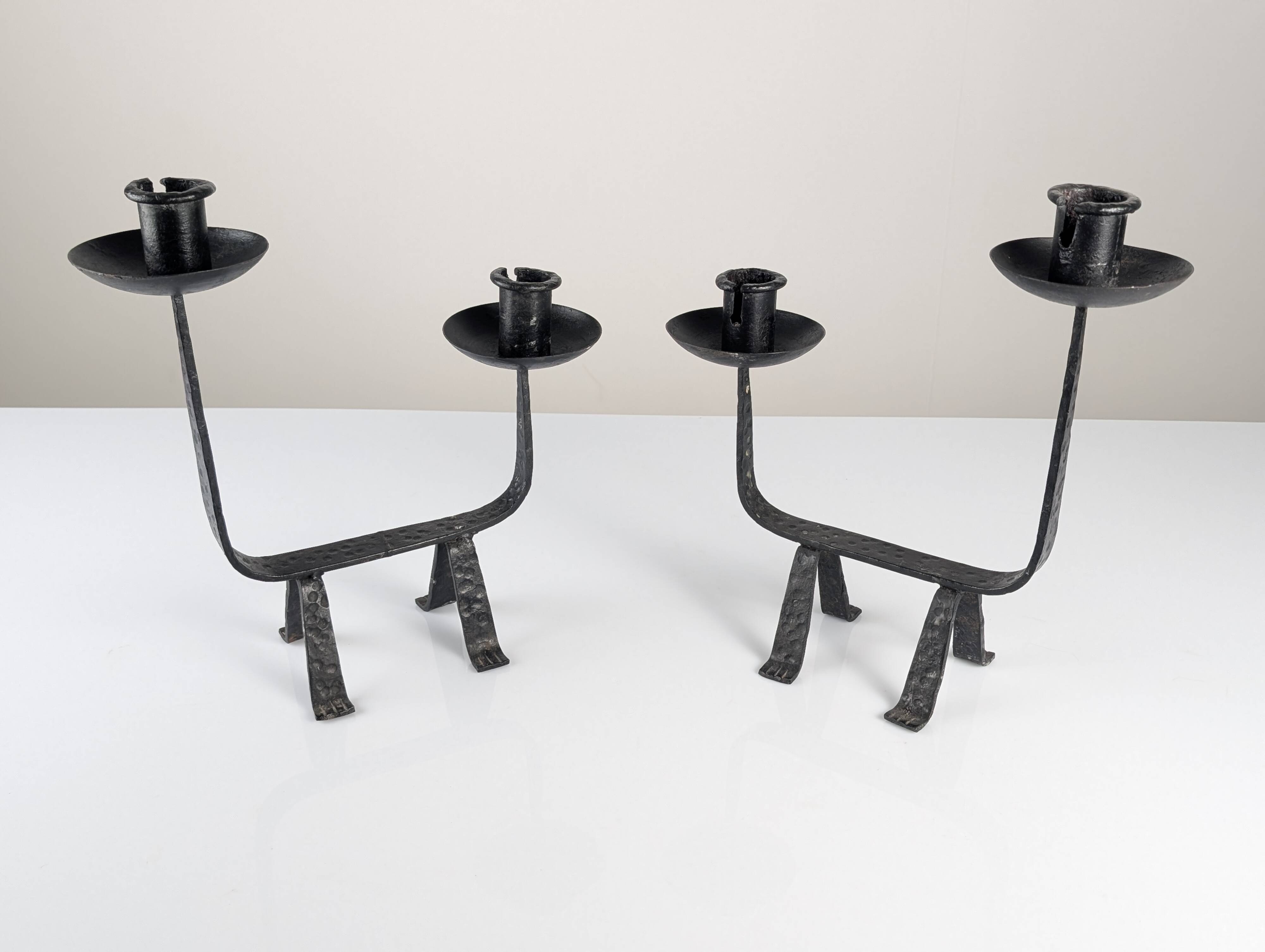 Pair of Wrought Iron Candleholders, 1950s