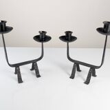 Pair of Wrought Iron Candleholders, 1950s