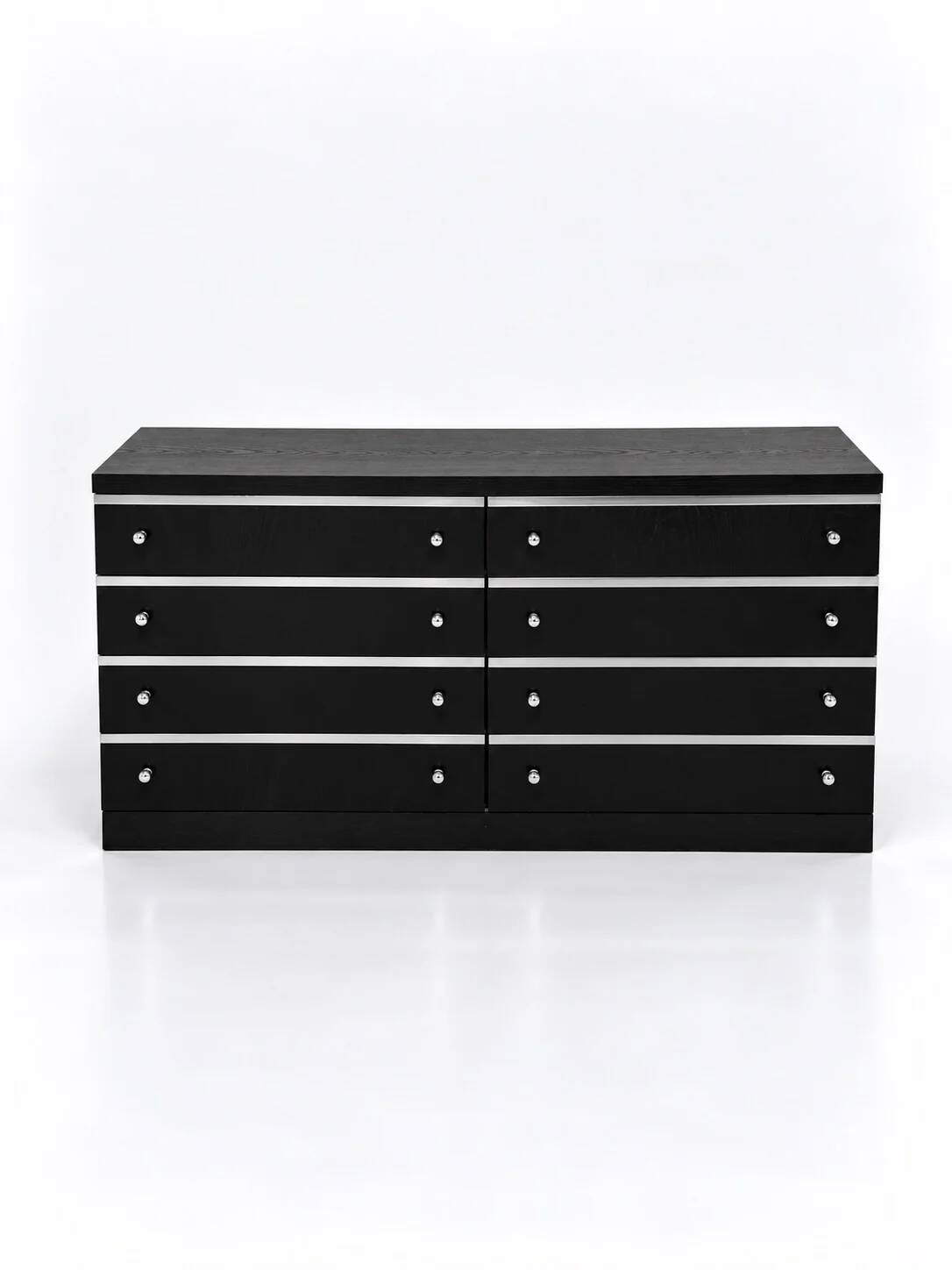 Modular enfilade Space Age in black ash and brushed aluminium, 1970s.