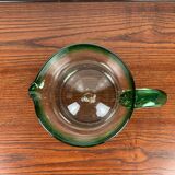 Vintage blown glass jug, green border