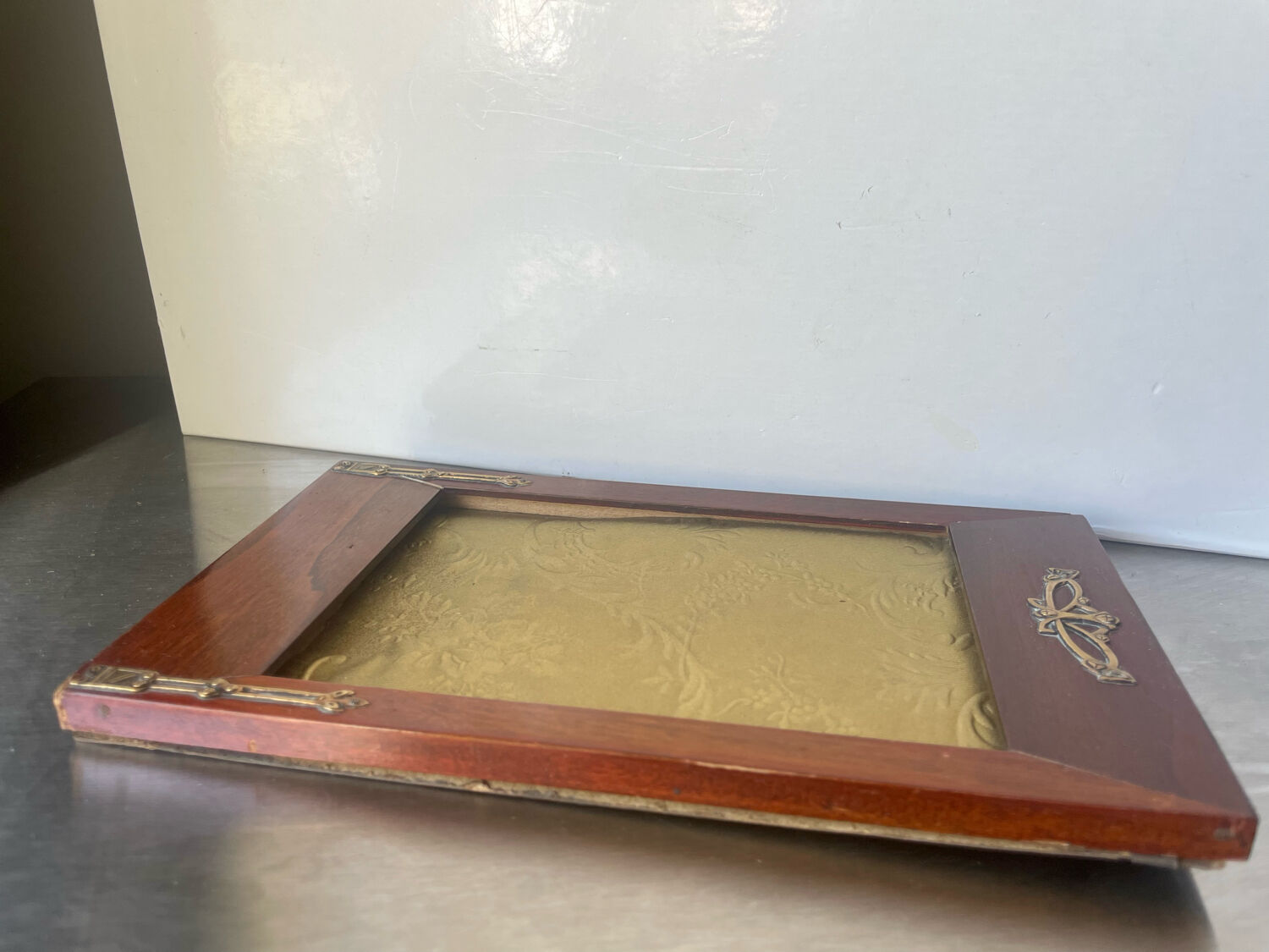 Mahogony and gilded brass picture frame