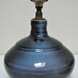 Three vintage ceramic lamps in blue, white and suede