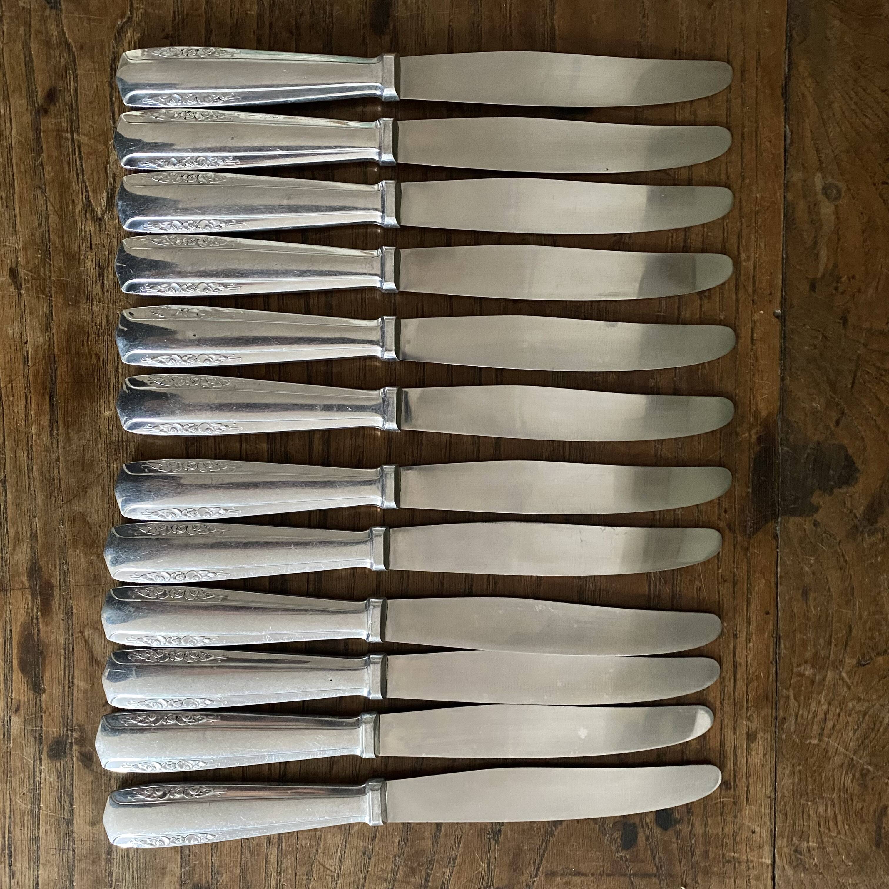 Silver-plated knives with stainless steel blades, Vego brand, 1950s