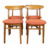 Chaise vintage Hałas brique terracotta - ensemble de 4