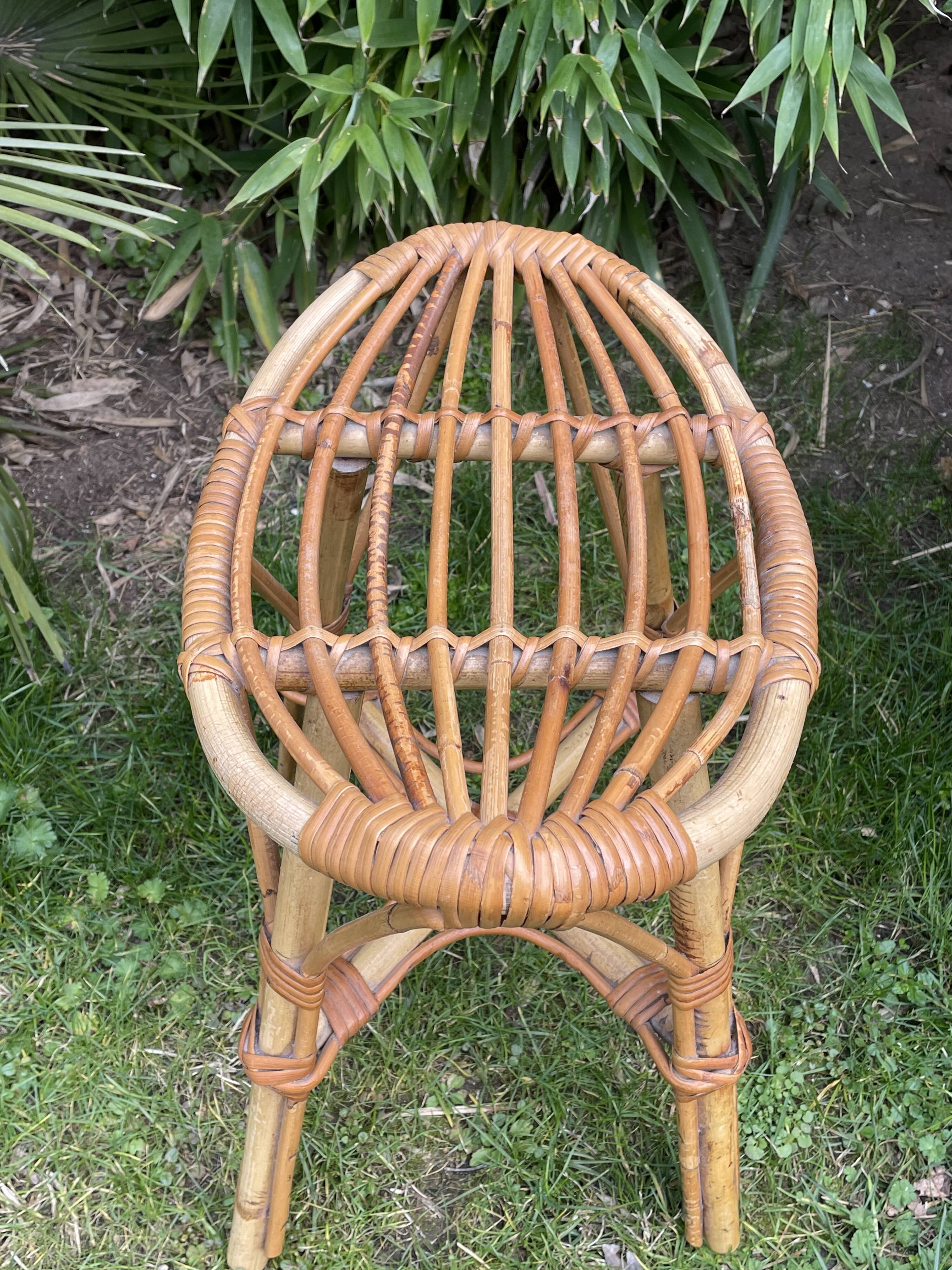 Vintage rattan stool