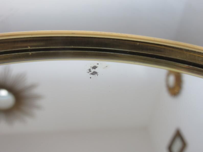 Golden 50-60's aluminium round mirror tray
