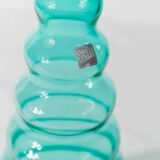 Turquoise Murano Glass Vase by Enrico Coveri, 1980s Italy – Wavy Bubble Silhouette in Transparent Glass