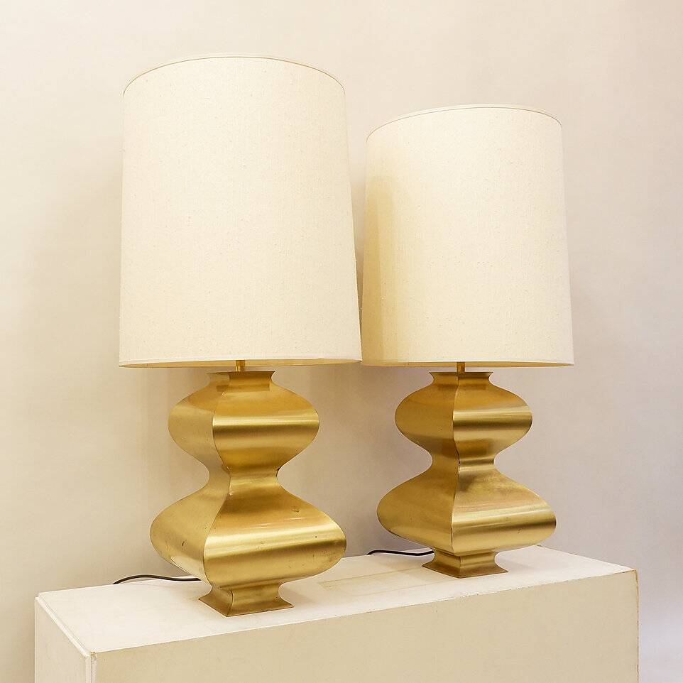 2 brass lamps, circa 1970
