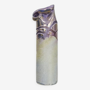 Vase Joseph Bougère Irisé violet rose en céramique signé JB 1989