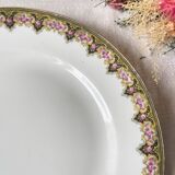 Vintage pedestal dish White porcelain with flowers Made in France