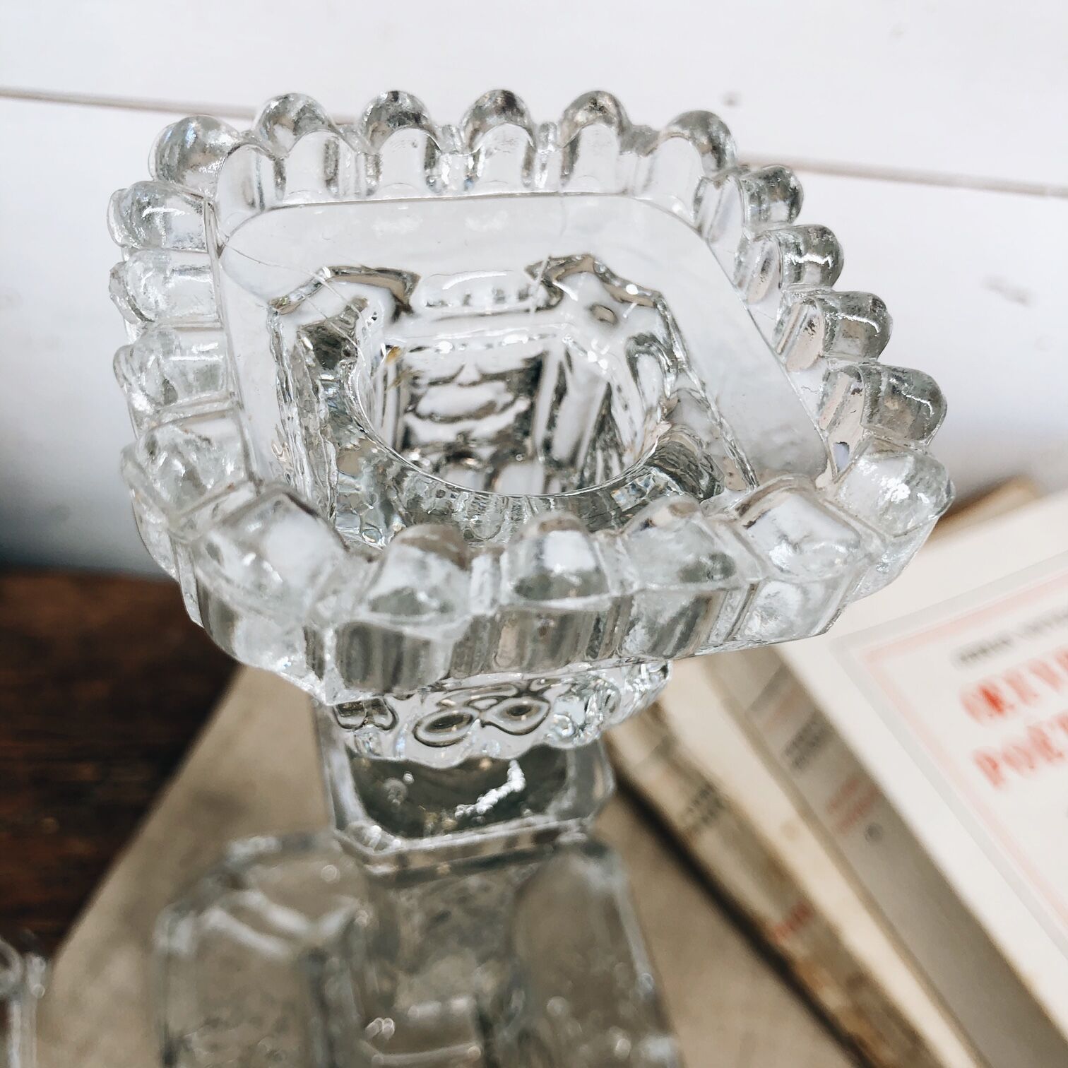 Duo de bougeoirs en verre