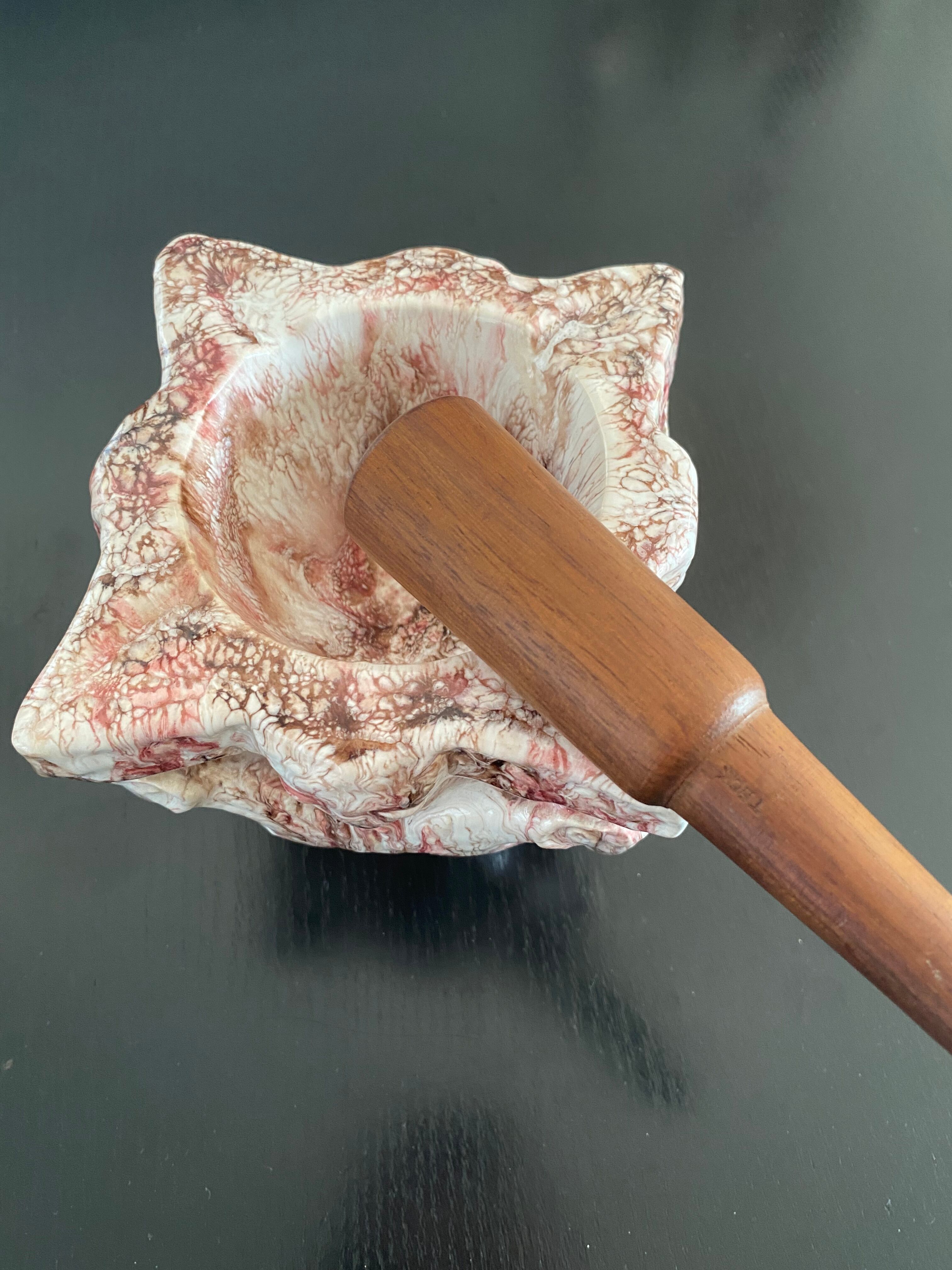 Mortar 3 heads, teak pestle