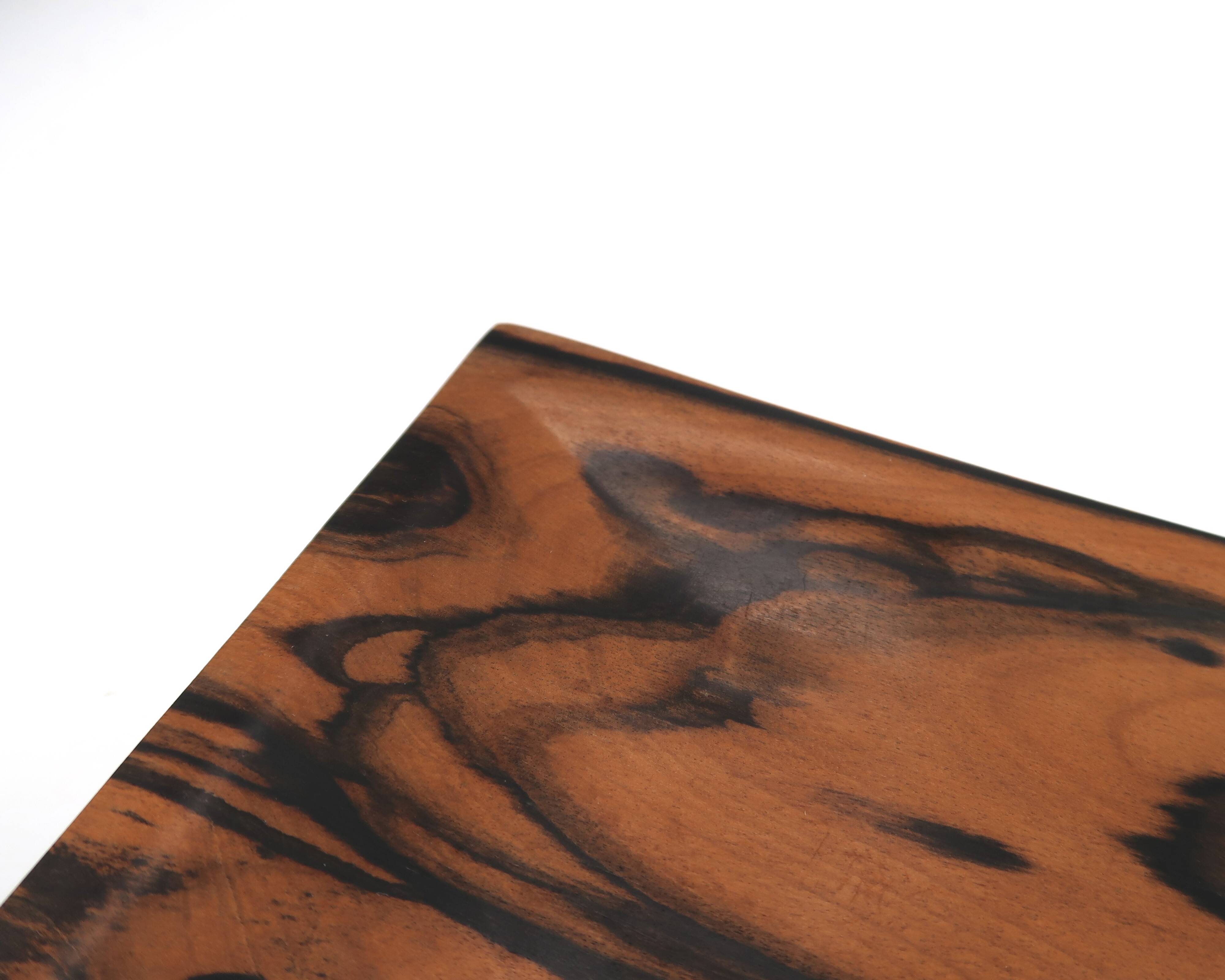 Signed rectangular pocket tray in royal ebony wood, 1970s