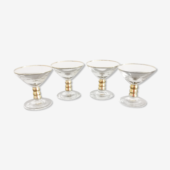 4 verres à cocktails/liqueurs à pieds vintage