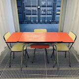 Red Formica table and vintage yellow chairs