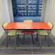 Red Formica table and vintage yellow chairs