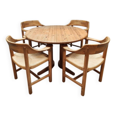 Ensemble de salle à manger vintage table et chaises Rainer Daumiller