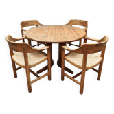 Ensemble de salle à manger vintage table et chaises Rainer Daumiller