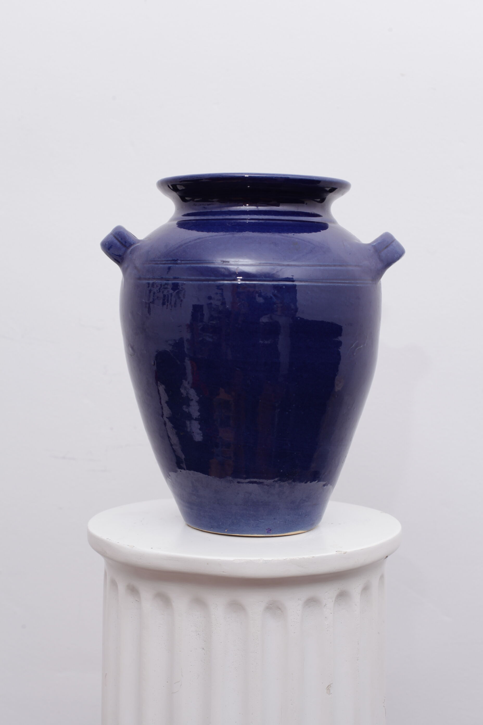 Blue terracotta pot vase 2 anses
