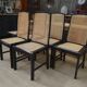 Set of 6 Vintage caned chairs in black lacquered wood, original 1970