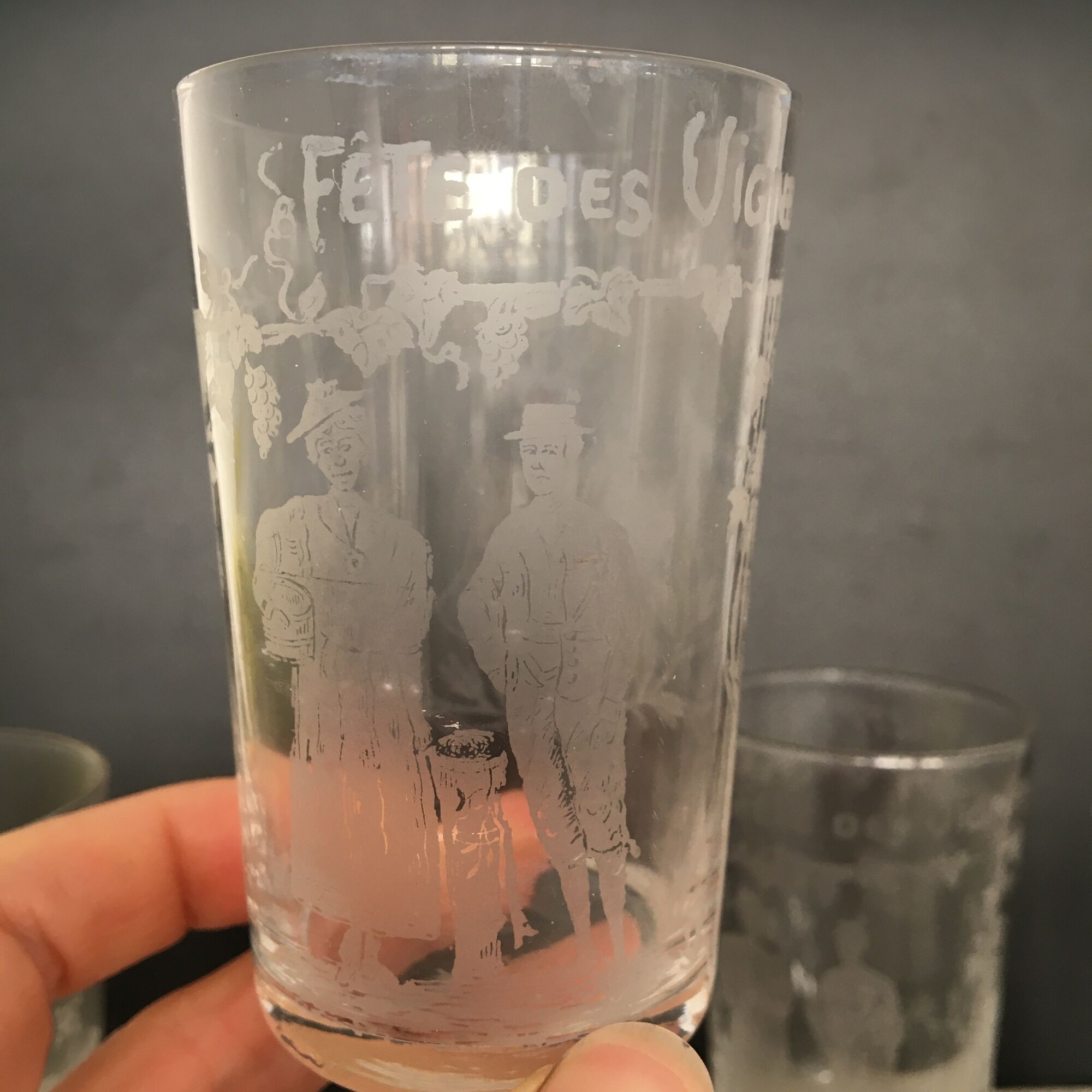 Set of 4 engraved cups "Vevey winegrowers' festival 1927"