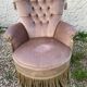 Beige velvet toad armchair