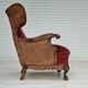Fauteuil danois en bois de frêne et velour années 1930