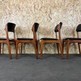 4 chaises en teck des années 70, chaise Erik Buch o.d. møbler Danemark