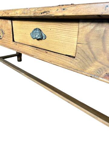 Antique solid wood farmhouse table with 2 drawers