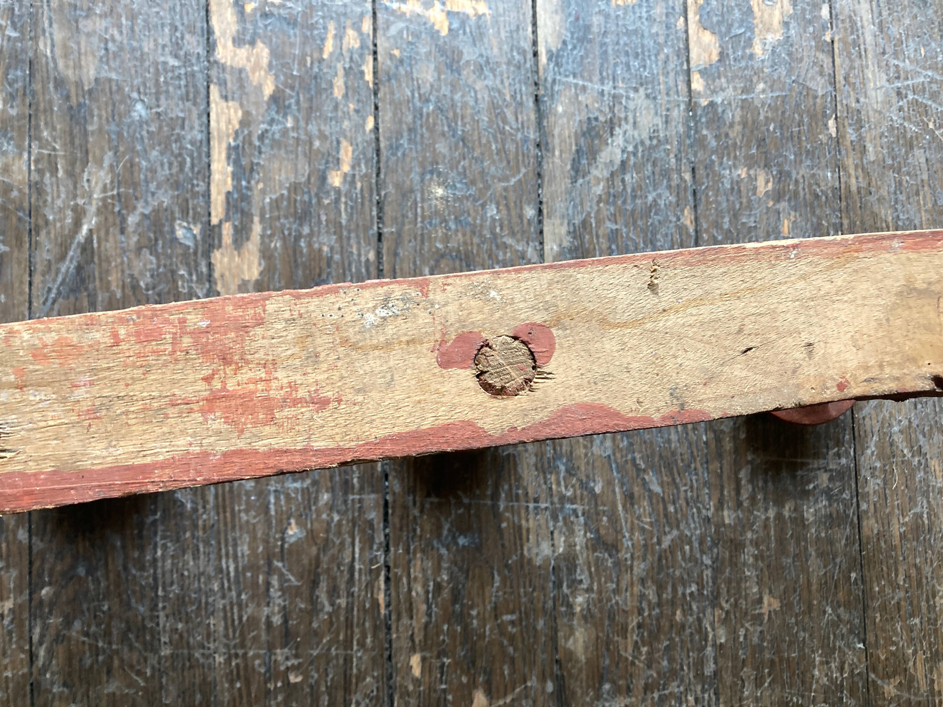 Original patina wooden farmhouse coat hook 86cm