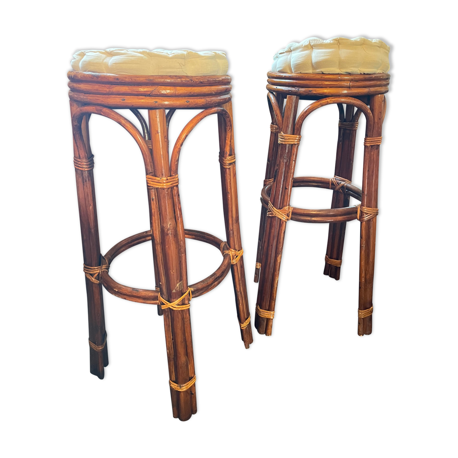 Rattan bar stools in 70s