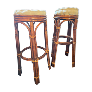 Tabourets de bar en rotin années