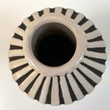 Graphic ceramic vase with black and white stripes