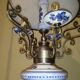 Opaline white porcelain blue 3 branch hanging lamp