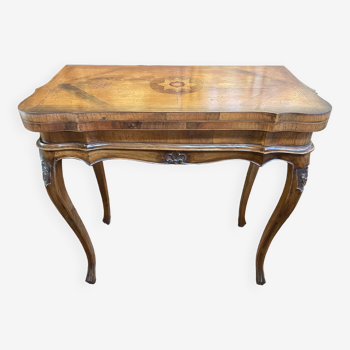 Louis XV style games table in marquetry