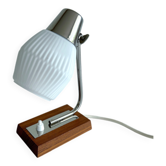 Vintage Scandinavian Lamp. Teak Glass