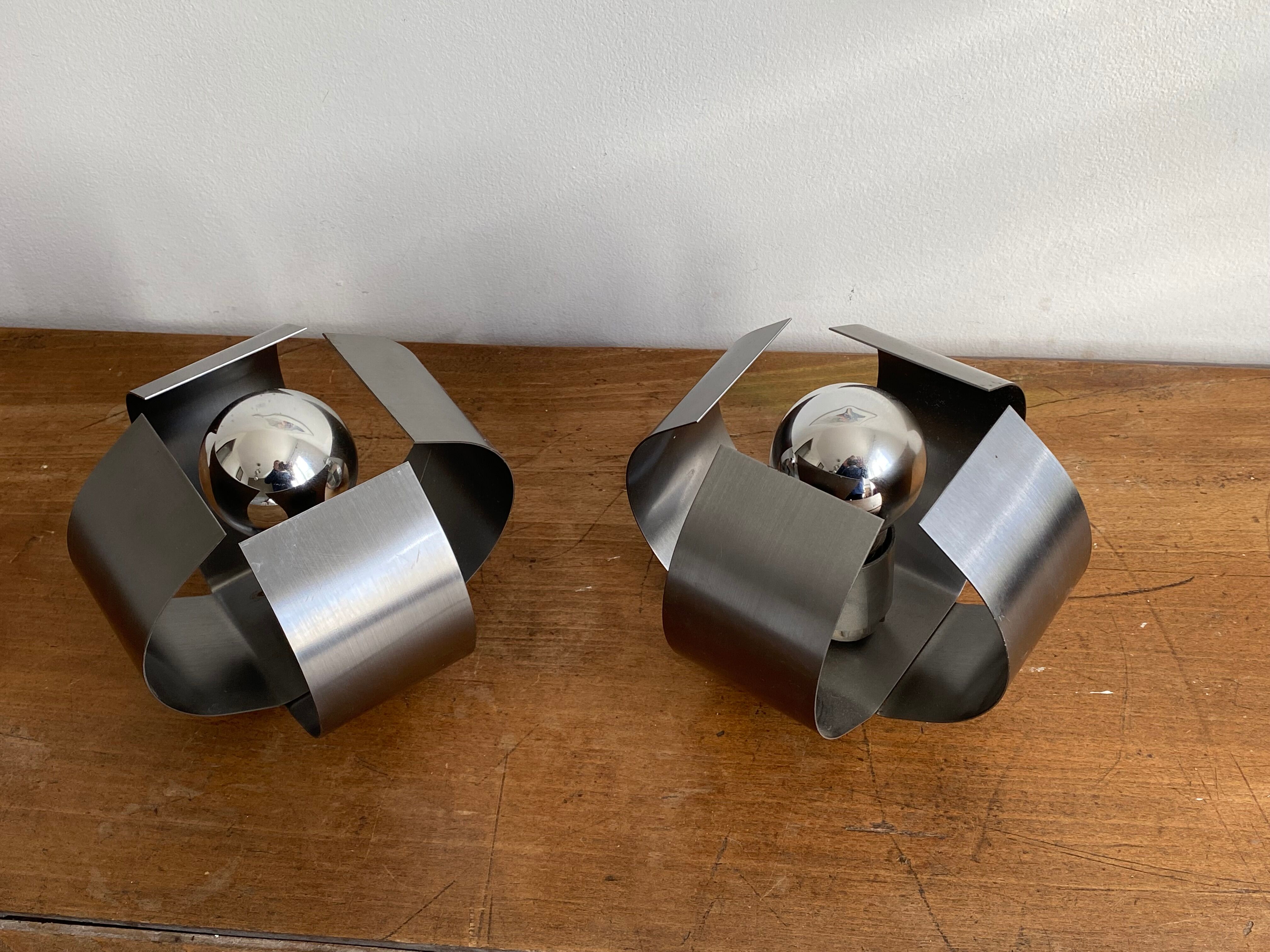 Pair of "Space age" wall lamps. 1970s