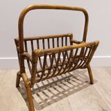 Vintage wicker rattan magazine rack