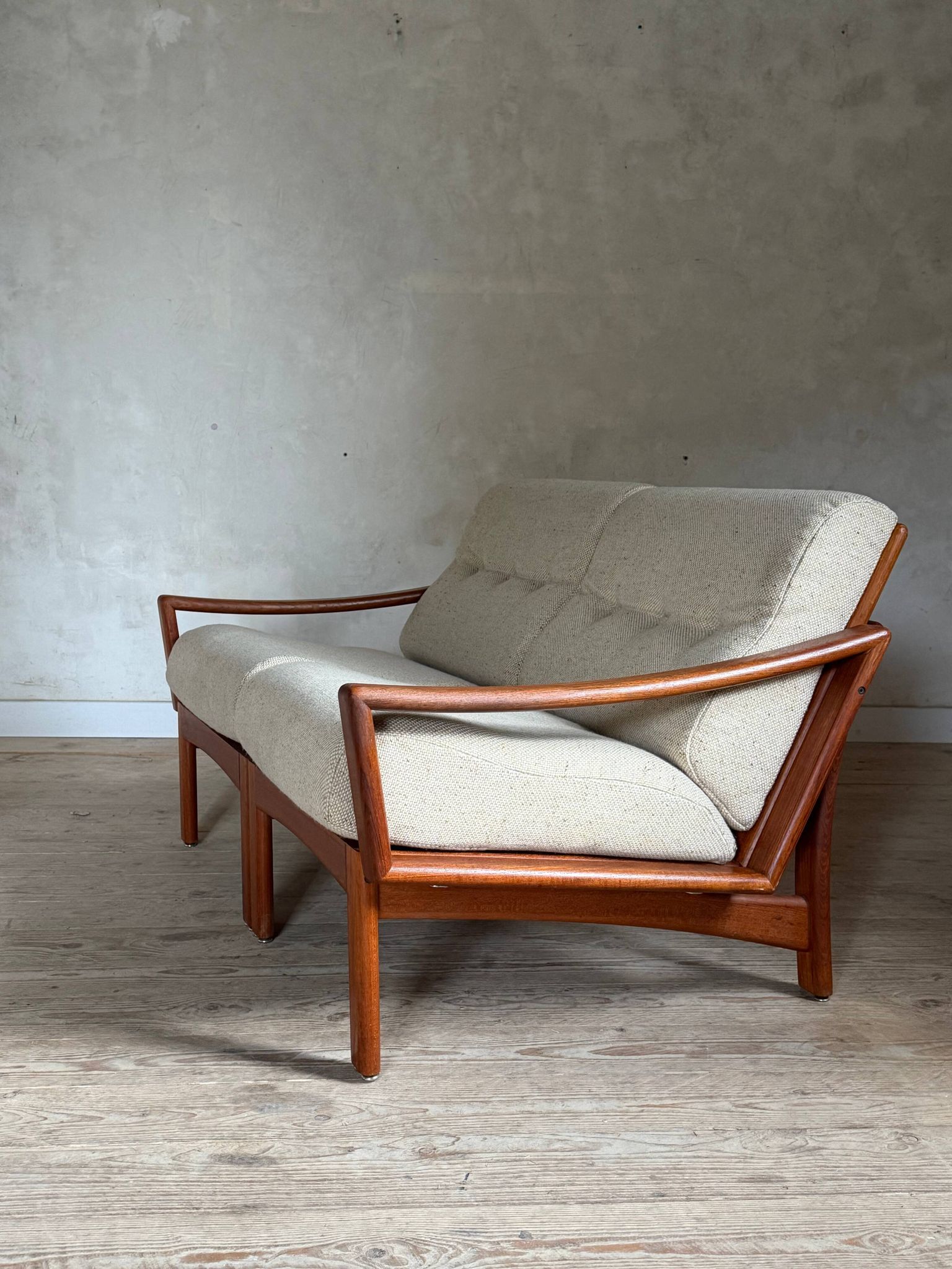 Scandinavian teak 2-seater banquette sofa Kirsten & Sven E. Jensen