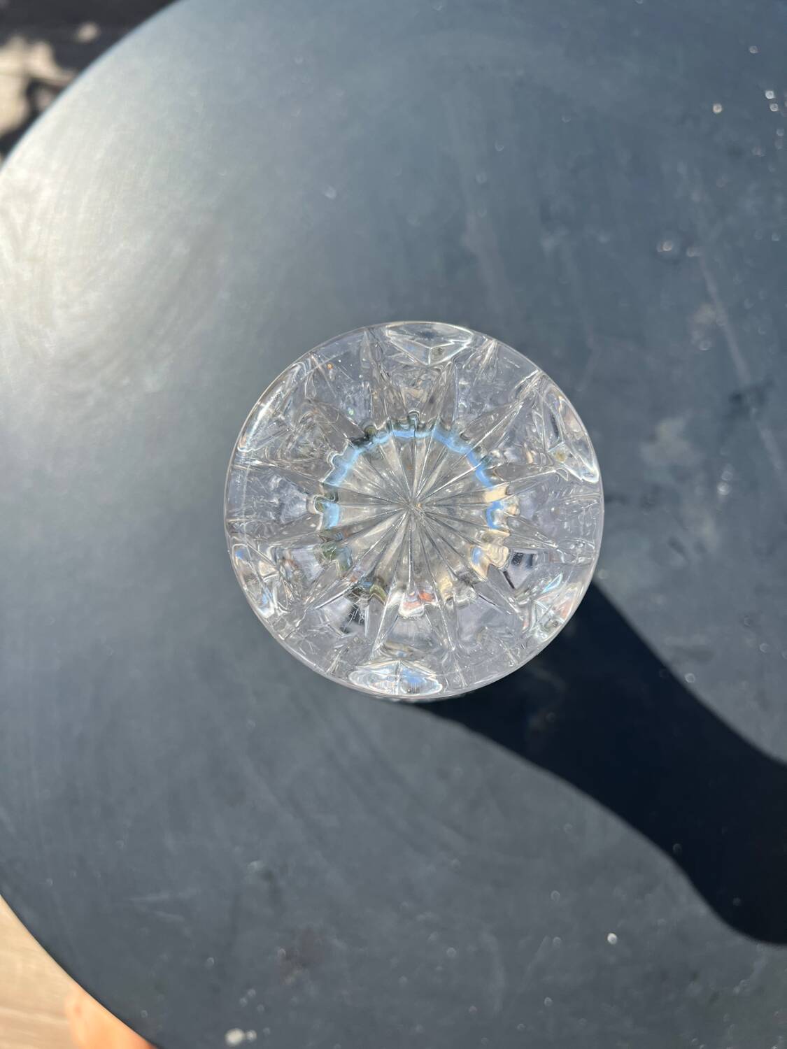 Large engraved and cut crystal vase