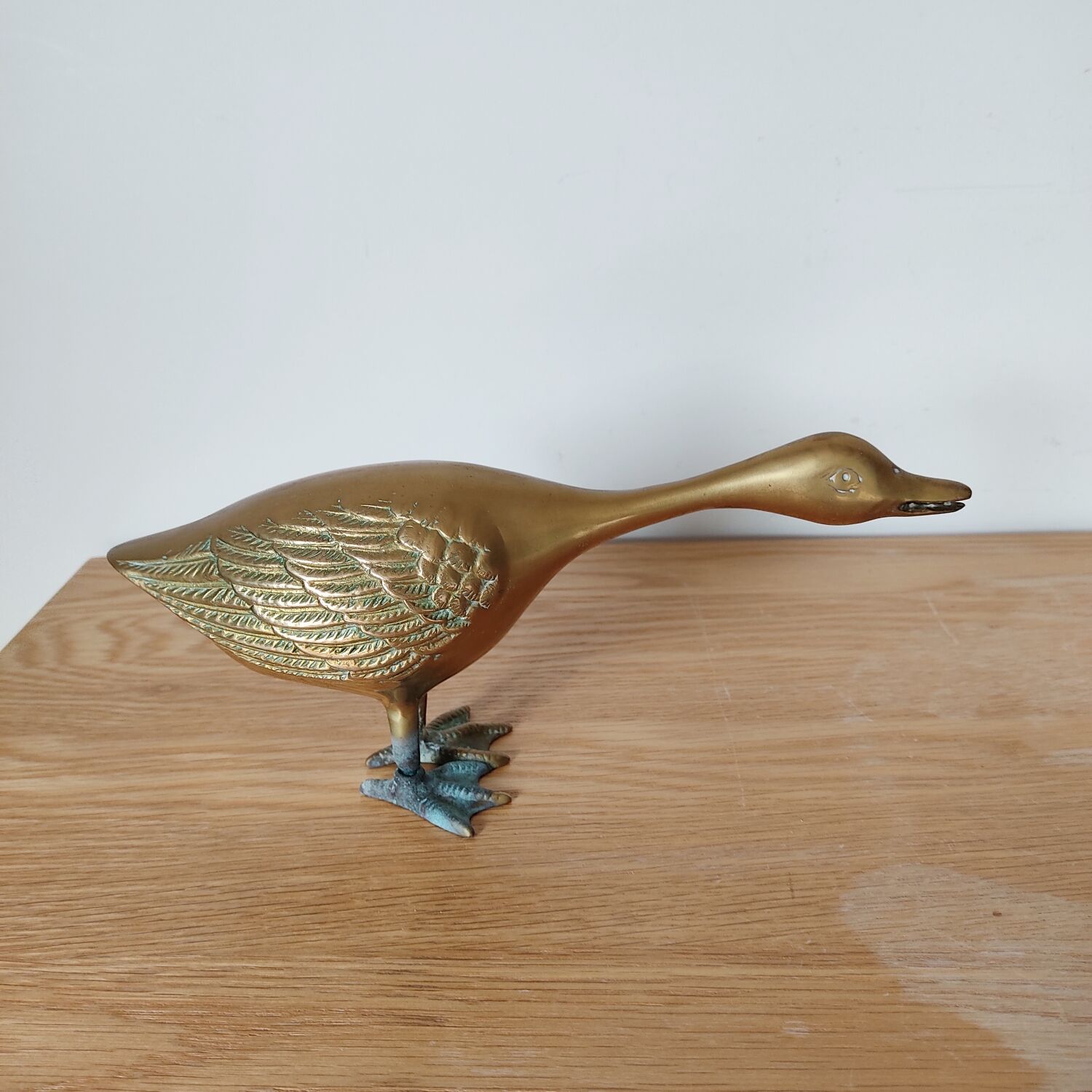 Pair of brass geese