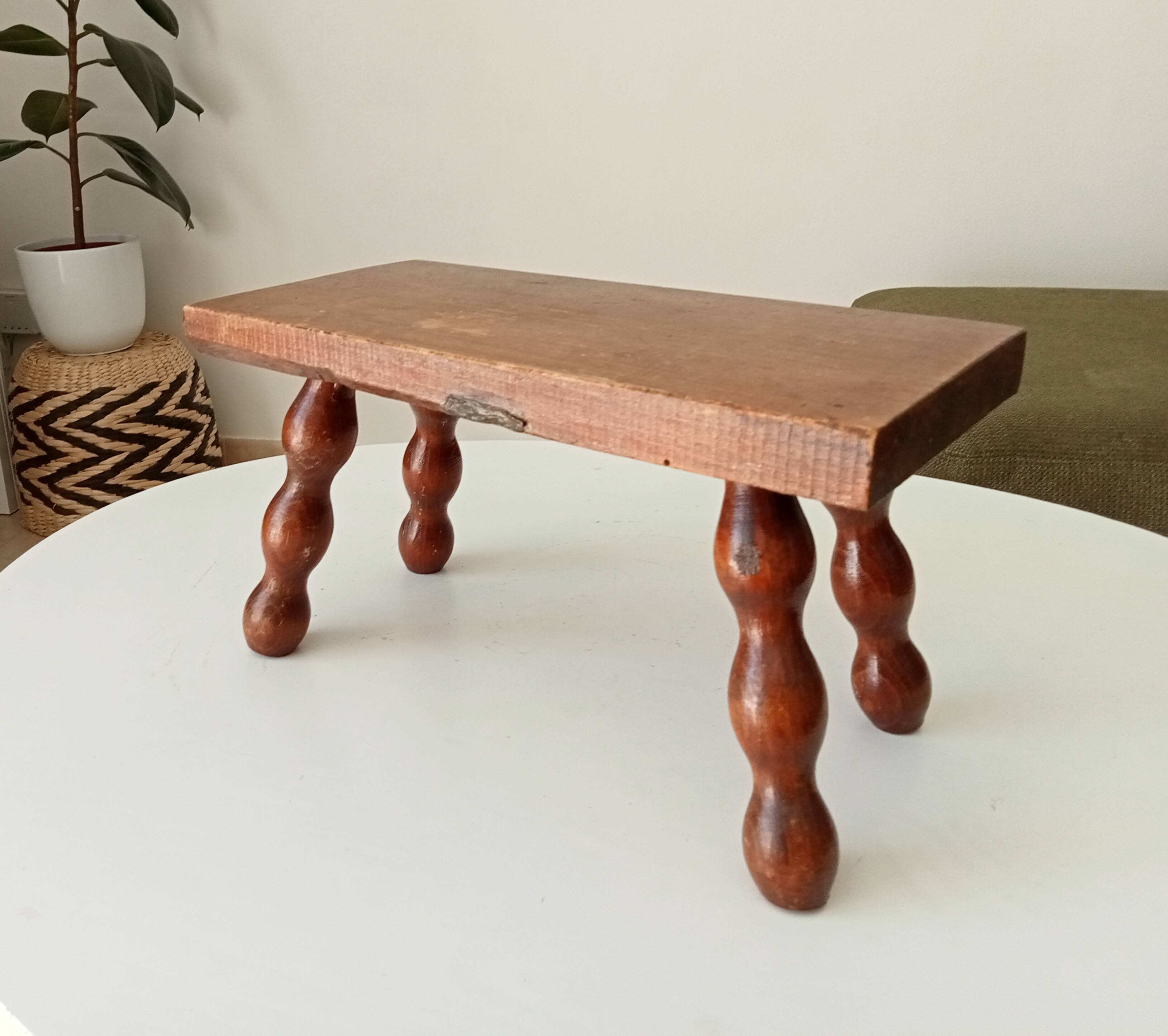 Vintage Bobbin Wood Plant Stool