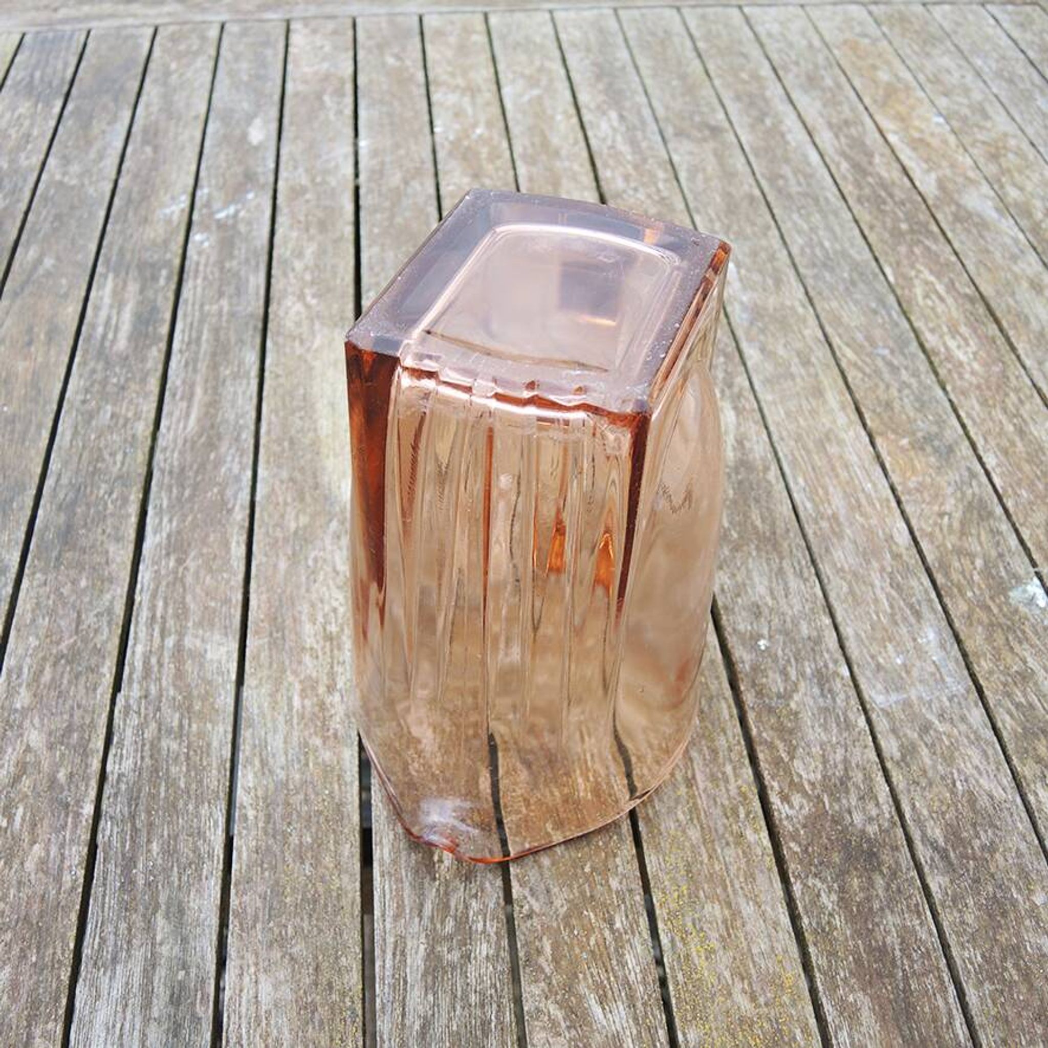 Ancien Broc en Verre Rose de Style Art Déco