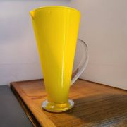 Pitcher, handcrafted vase in yellow glass