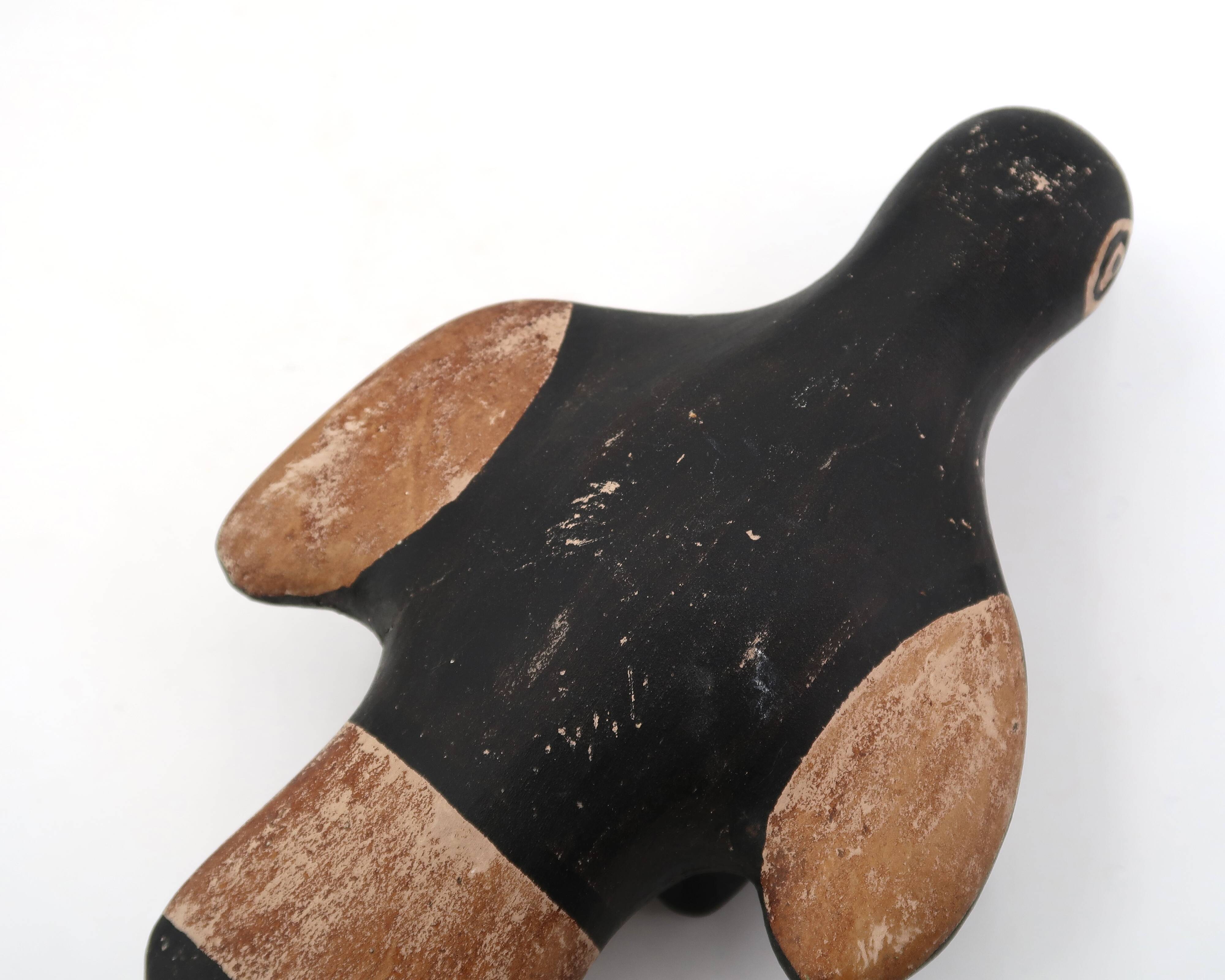 Black and brown folk bird in ceramic, Mexico Peru 1970s