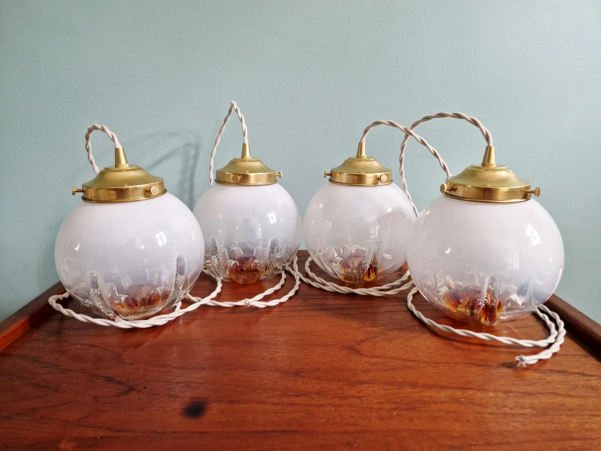 Suspension Space Age en verre de Murano, Mazzega, 1970