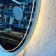 Vintage Oval Mirror with Lighting in Wooden Frame, Hillebrand Germany 1970s