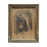 Painting "Portrait of horse" by Jeanne Arrow dated 1894 frame